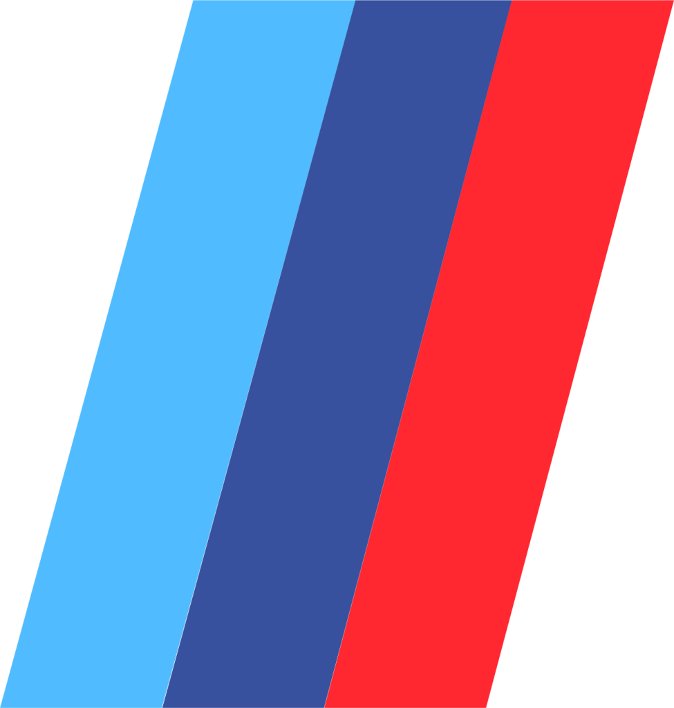 Red, Blue and Indigo stripe from the Dynamic European Repair & performance logo